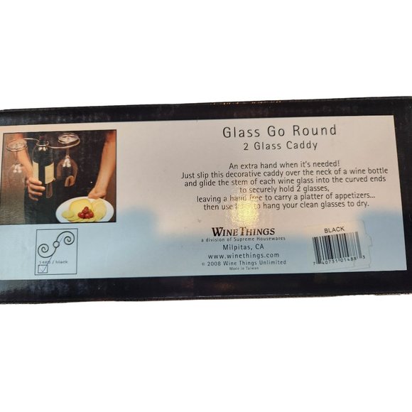 Wine Things Glass Go Round 2-Glass Decorative Caddy, Black Goes over the Wine Bo - Picture 5 of 5
